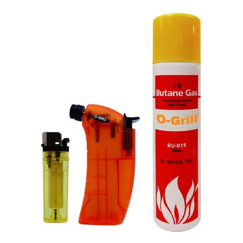 O-Grill 電子防風噴火槍 打火機 點火器 OJ-340 搭配補充用 BU-015 純淨瓦斯 單瓶