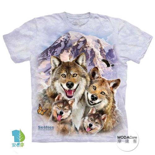 【摩達客】(預購)( 男童/女童裝)美國進口The Mountain 狼群們哦耶 純棉環保短袖T恤