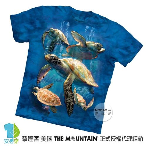 【摩達客】(預購)美國進口The Mountain 海龜家族 純棉環保短袖T恤