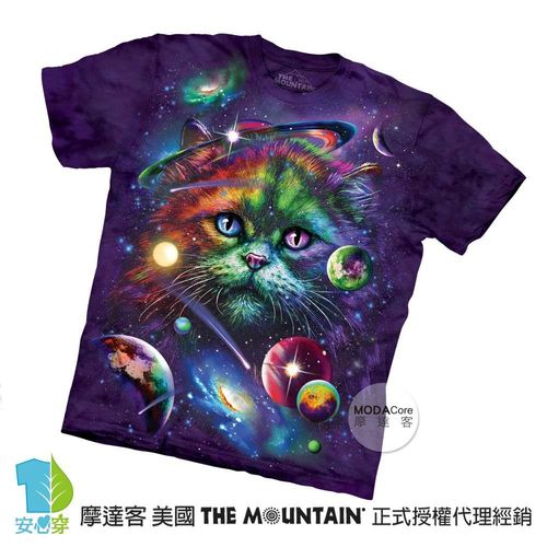 【摩達客】(預購)美國進口The Mountain 宇宙貓 純棉環保短袖T恤