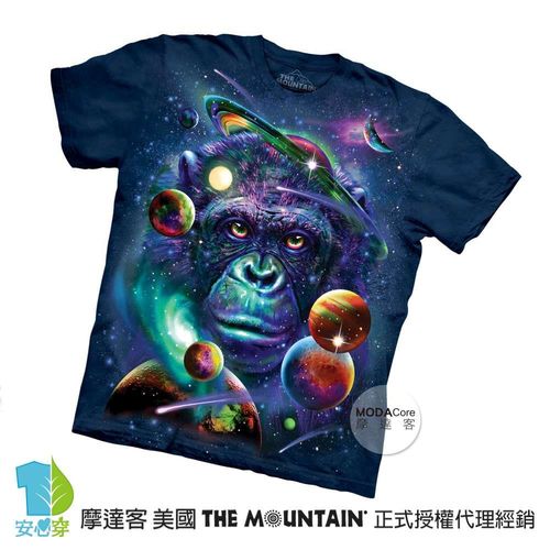 【摩達客】(預購)美國進口The Mountain 宇宙猩猩 純棉環保短袖T恤