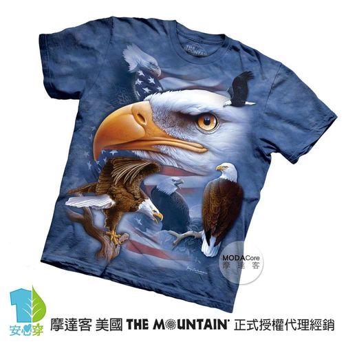 【摩達客】(預購)美國進口The Mountain 自由遨翔鷹 純棉環保短袖T恤