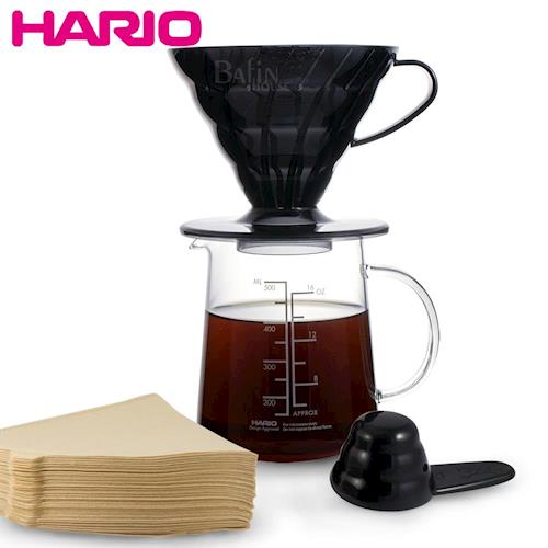 日本 HARIO 4人份 V60咖啡濾杯壺組500ml 附原廠濾紙100枚   ESD-02TB-EX-M