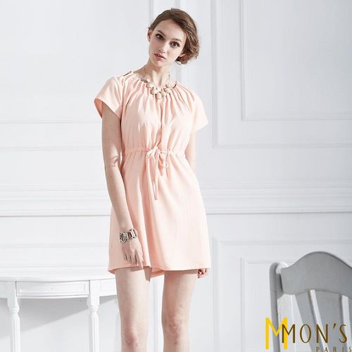 Mons法國優雅名媛風造型縐摺洋裝