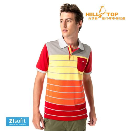 【hilltop山頂鳥】男款ZIsofit吸濕排汗彈性POLO衫S14ME8仿黃