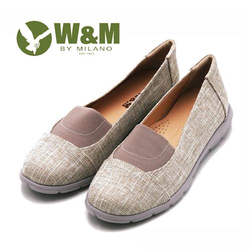 W&M 拼色異材質樂福鞋 女鞋-米(另有藍、黑)