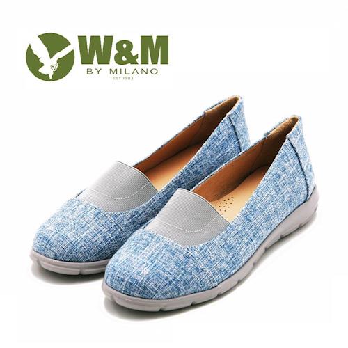 W&M 拼色異材質樂福鞋 女鞋-藍(另有黑、米)