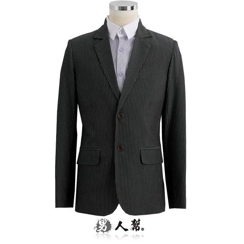 【男人幫】日型男窄版高磅數質感兩扣條紋西裝外套(C5307)
