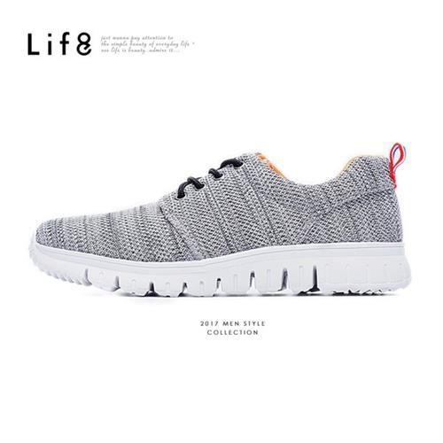 Life8- MIT。混色針織布。除臭鞋墊。越野運動鞋-灰色-09442