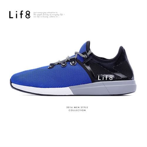 Life8-MIT。輕量。彈性網布。襪套式。機能運動鞋-09386-藍色