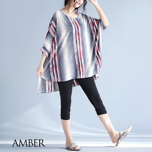 【Amber】日韓民族風漸層時尚感長版上衣