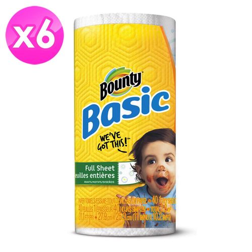美國 Bounty Basic彩色印花廚房紙巾(大尺寸40張) 6入組