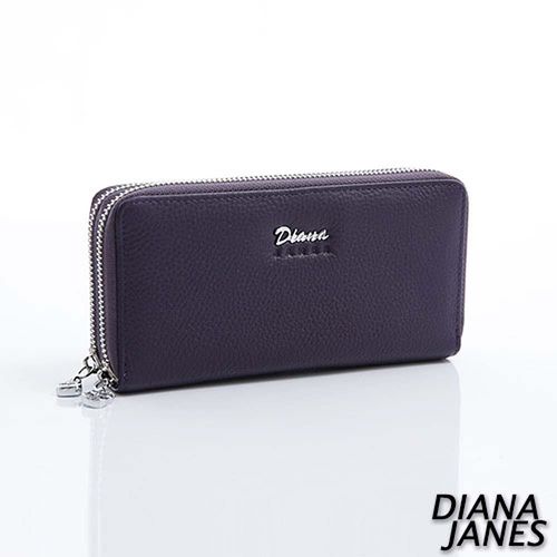 Diana Janes 牛皮雙拉鍊長夾-紫