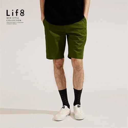 Life8-經典簡約。舒適棉感。彈力休閒短褲-02360-綠色