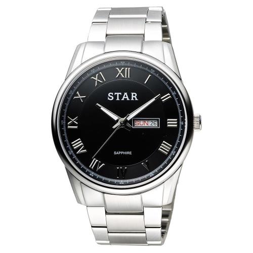 STAR 時代 羅馬城市時尚腕錶 黑x銀 43mm 1T1512-211S-D
