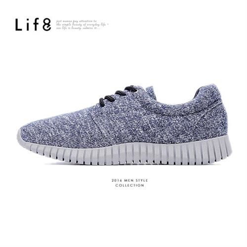 Life8-MIT。輕量。奈米Ag+。雙色針織布。3D彈簧運動鞋-09546-藍色
