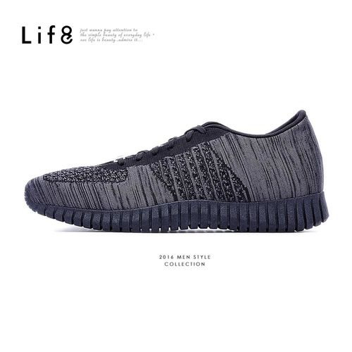 Life8-Sport 飛織布 Ag+奈米 3D彈簧運動鞋-09555-黑色