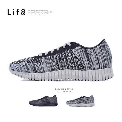 Life8-Sport 飛織布 Ag+奈米 3D彈簧運動鞋-09555-灰色