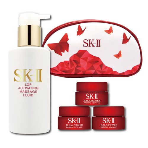 SK-II 晶鑽極緻活膚蜜200g+超肌能緊緻活膚霜2.5g 3入+蝶影化妝包