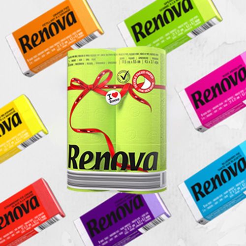 Renova 香氛紙手帕 6包入(不挑色）/ 捲筒衛生紙-6捲入 (馬卡龍綠)