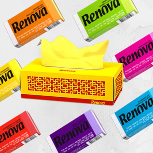 Renova 香氛紙手帕 12包入(不挑色）/ 精裝單色抽取式衛生紙1盒入 (向日葵黃)