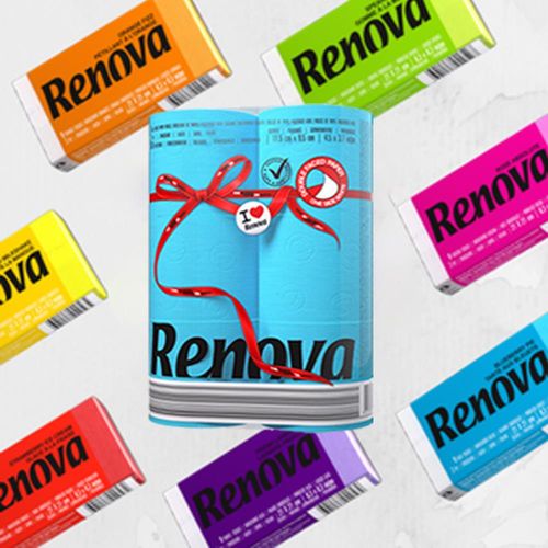 Renova 香氛紙手帕 6包入(不挑色）/ 捲筒衛生紙-6捲入 (馬卡龍藍)