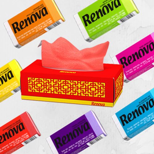 Renova 香氛紙手帕 12包入(不挑色）/ 精裝單色抽取式衛生紙1盒入 (佛郎明哥紅)