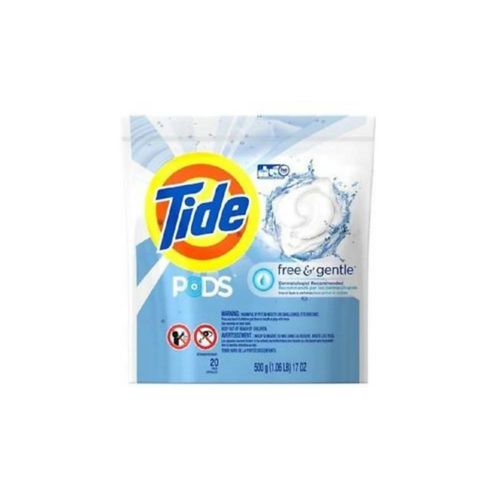 【美國 Tide】洗衣凝膠球-適合敏感肌膚(500g/20顆)*4/箱購加贈衣物芳香粒(消除霉味)30g*2