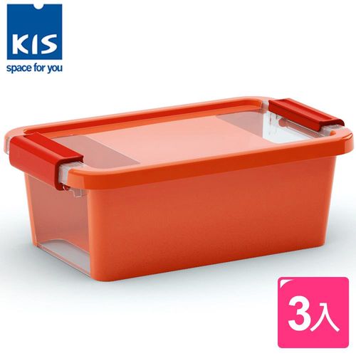 【義大利KIS創意收納】BI BOX單開收納箱(XS)*3入-橘色