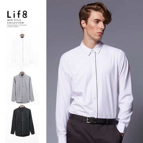 Life8-商務生活。出芽刺繡襯衫-11103-白色