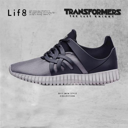 Life8-變形金剛 金屬網布 射出片 3D彈簧運動鞋-09649-黑色