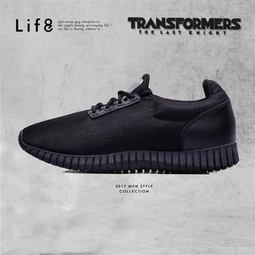 Life8-變形金剛 金屬網布 射出鞋眼片 3D彈簧運動鞋-09645-黑色