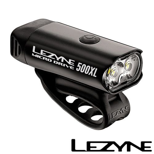 LEZYNE MICRO DRIVE 500XL USB充電光學透鏡LED競速夜騎照明警示前燈 銀/黑