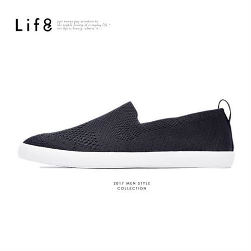 Life8-Casual 輕量 飛織布 套入式休閒鞋-09577-黑色
