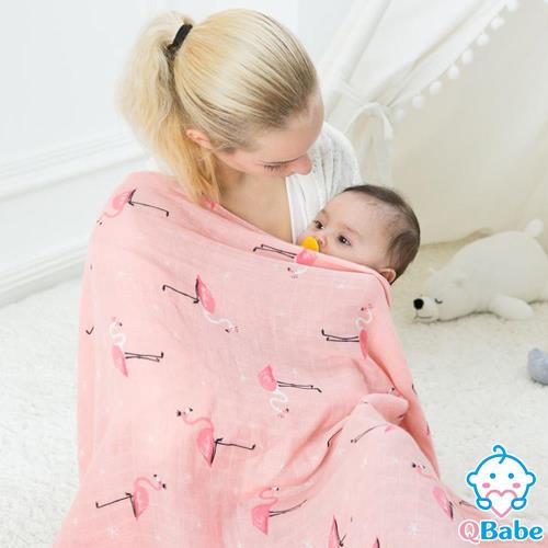 QBabe 雙層紗竹纖維嬰兒包被浴巾 120x120