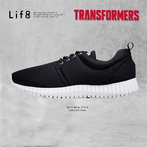 Life8-變形金剛 金屬網布 3D彈簧運動鞋-09638-黑色