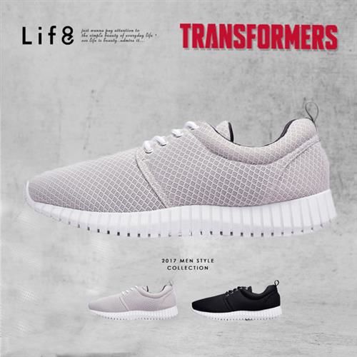 Life8-變形金剛 金屬網布 3D彈簧運動鞋-09638-灰色