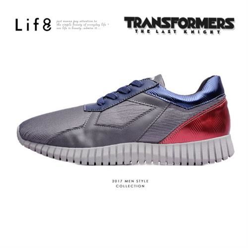 Life8-變形金剛 金屬網布 限量款 拼接3D彈簧運動鞋-09647-灰色