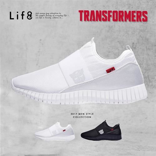Life8-變形金剛 金屬網布 套入式3D彈簧運動鞋-09637-白色