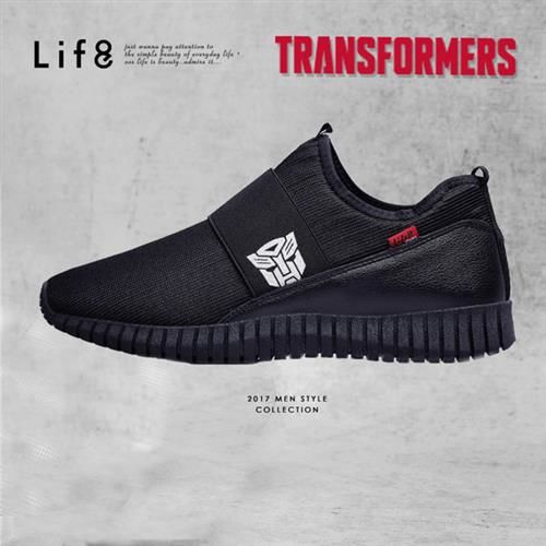 Life8-變形金剛 金屬網布 套入式3D彈簧運動鞋-09637-黑色