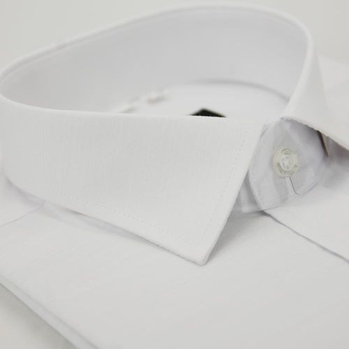 【金安德森】白色暗紋竹纖維窄版短袖襯衫