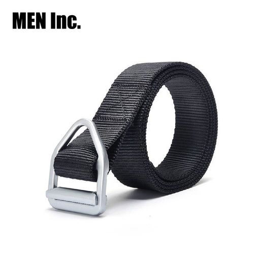 Men Inc.硬漢工作褲戰術腰帶-黑色銀扣