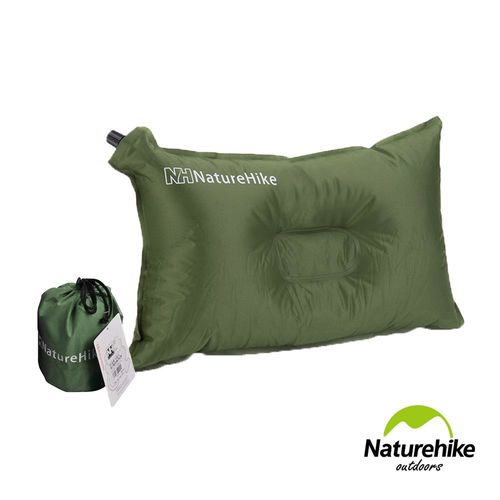 Naturehike 戶外露營自動充氣枕頭 軍綠