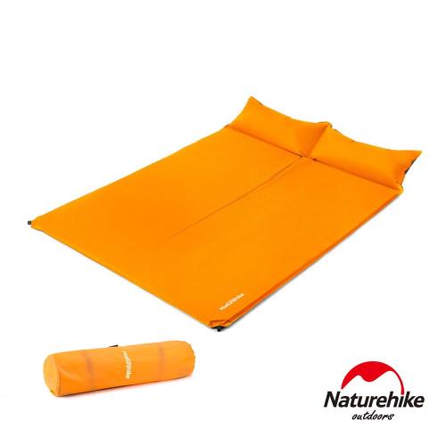 Naturehike 雙人帶枕自動充氣睡墊 防潮墊 橙色