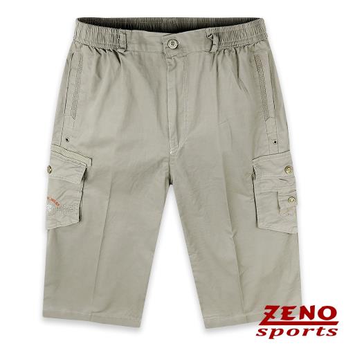 ZENO傑諾 鬆緊多袋美式七分短褲‧灰綠色