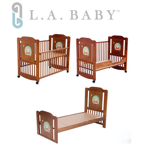 美國L.A. Baby 布魯克林三階段嬰兒床/成長大床/童床-咖啡色(0歲-10歲適用)