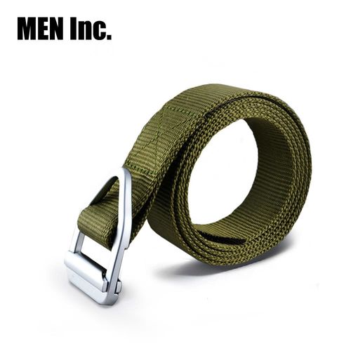 Men Inc.硬漢工作褲戰術腰帶-軍綠銀扣
