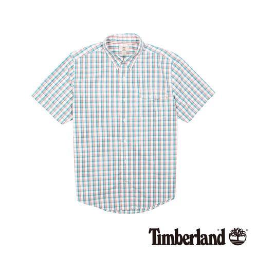 Timberland 男款紅藍格子Coolmax休閒短袖襯衫