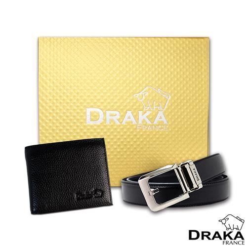 DRAKA 達卡 -黃金禮盒 真皮皮夾+自動皮帶-5313