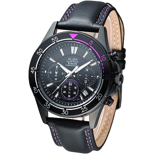 ALBA 時尚系3眼計時腕錶-IP黑 AT3159X1